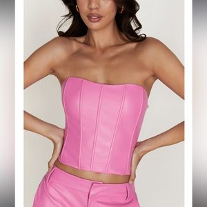 NEW Meshki pink faux leather top